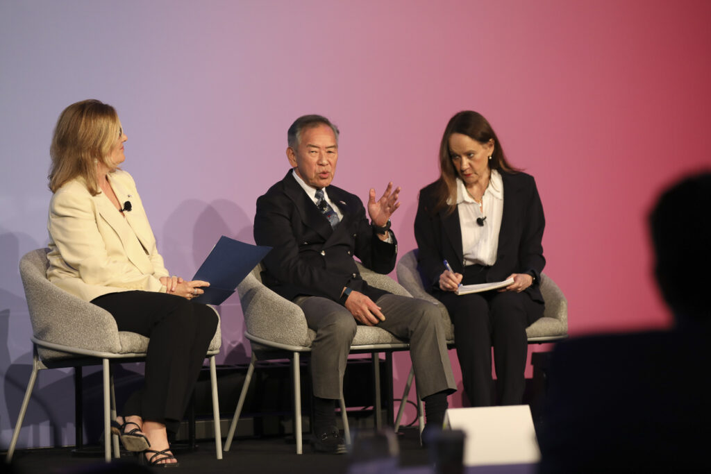 CEO Atsuyoshi Koike in conversation with Michael Browning, CEO for Brunswick Group Asia Pacific (left), at The Sydney Dialogue 2025
